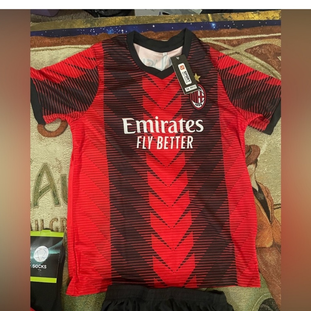 PULISIC ACM Milan Emirates WeFox Soccer Jersey Youth Sz EU30 (US Small) NEW NWT